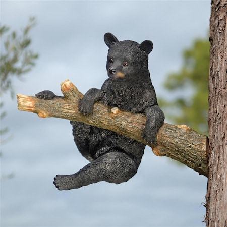 DESIGN TOSCANO Up a Tree Hanging Black Bear Cub Sculpture: Climbing Bear Cub KY69869